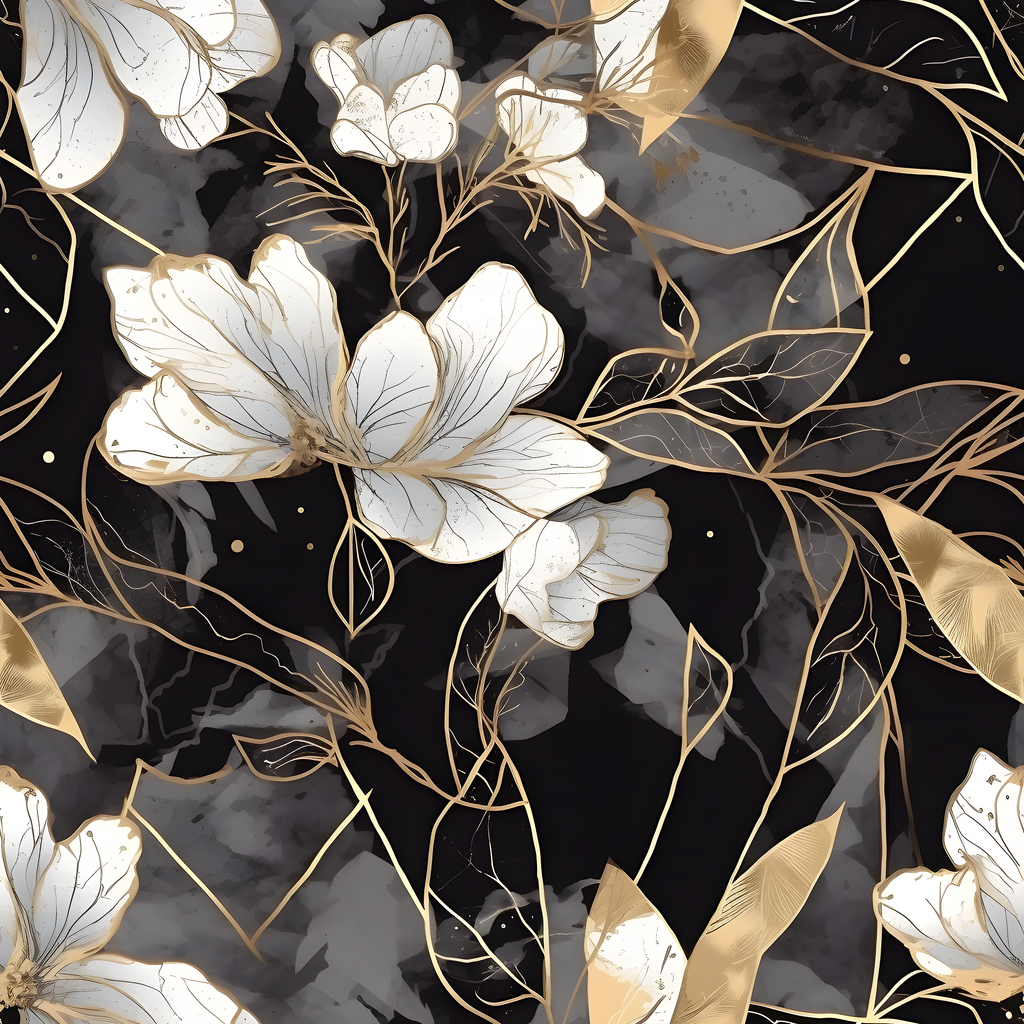 Noir Gold Floral Wallpaper
