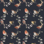 botanical birds wallpaper, premium peel & stick, dark-blue, home decor