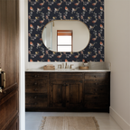 botanical birds wallpaper, premium peel & stick, beige, home decor