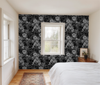 Black & White Floral Cat Wallpaper