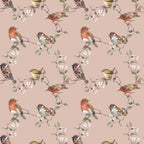 botanical birds wallpaper, premium peel & stick, dark-blue, home decor