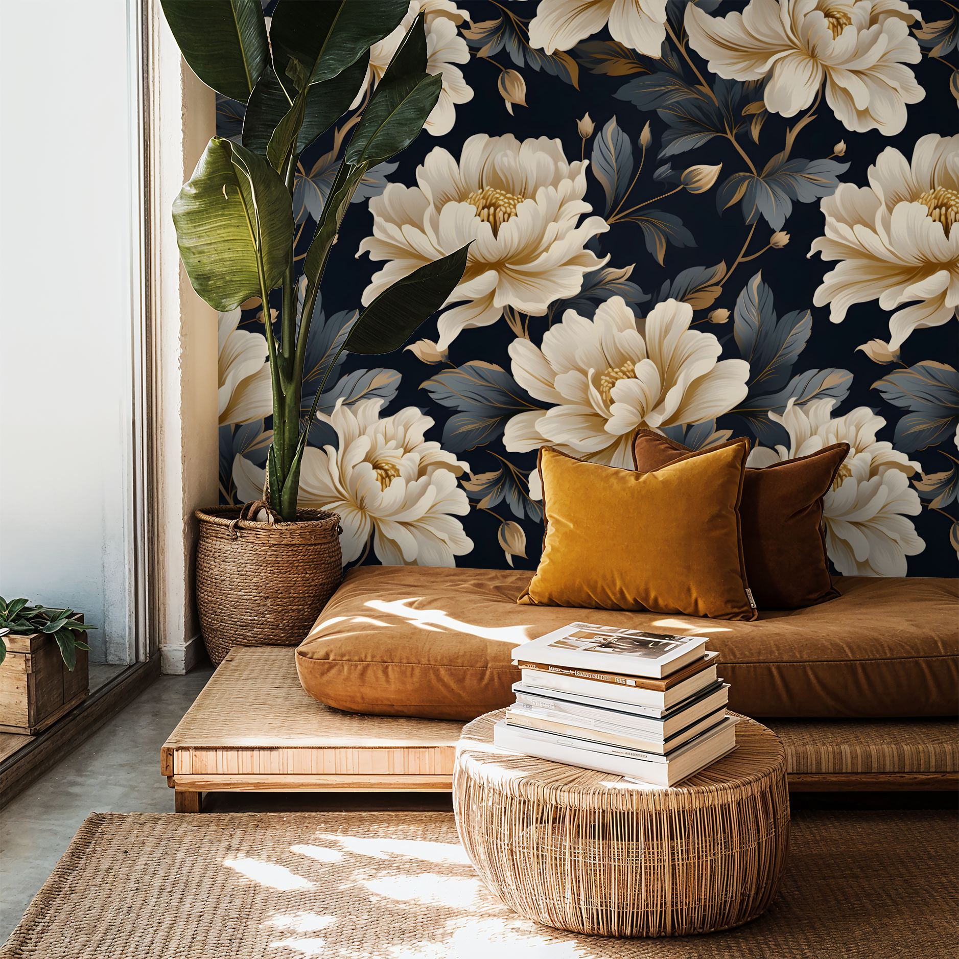 Peony Brocade Wallpaper