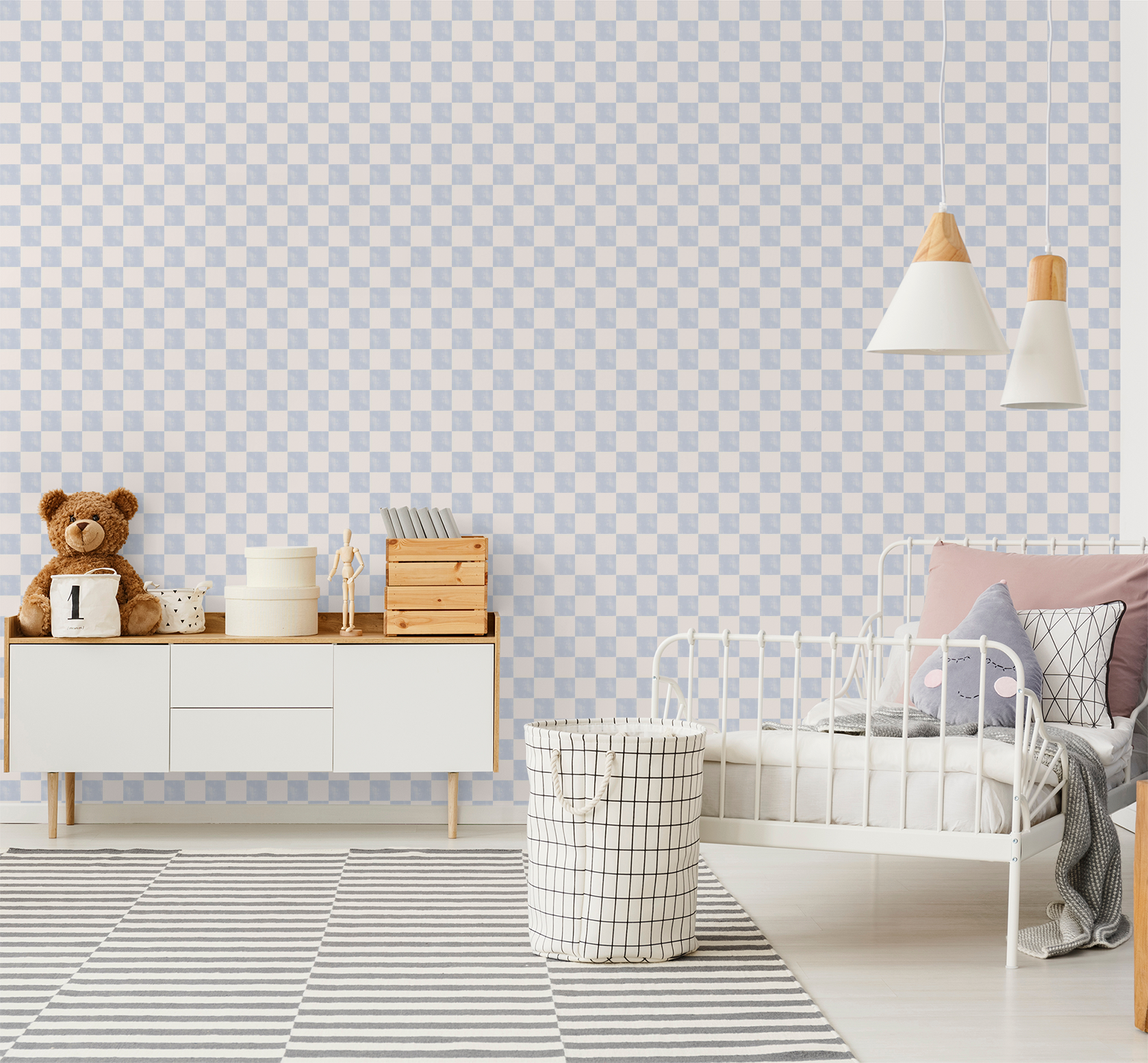 Blue Watercolor Check Wallpaper