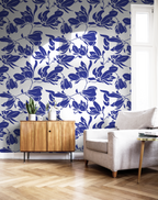 Blue Floral Silhouette Wallpaper