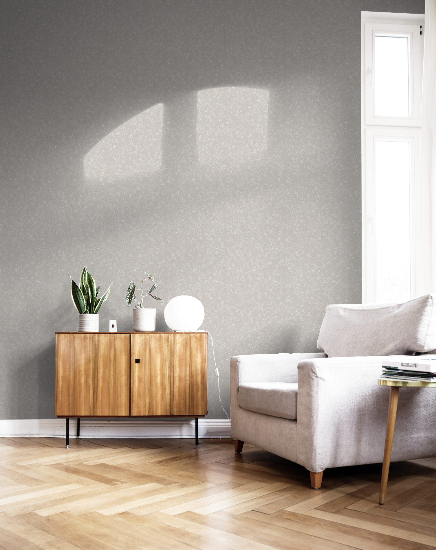 Seamless Floral Line Art Wallpaper