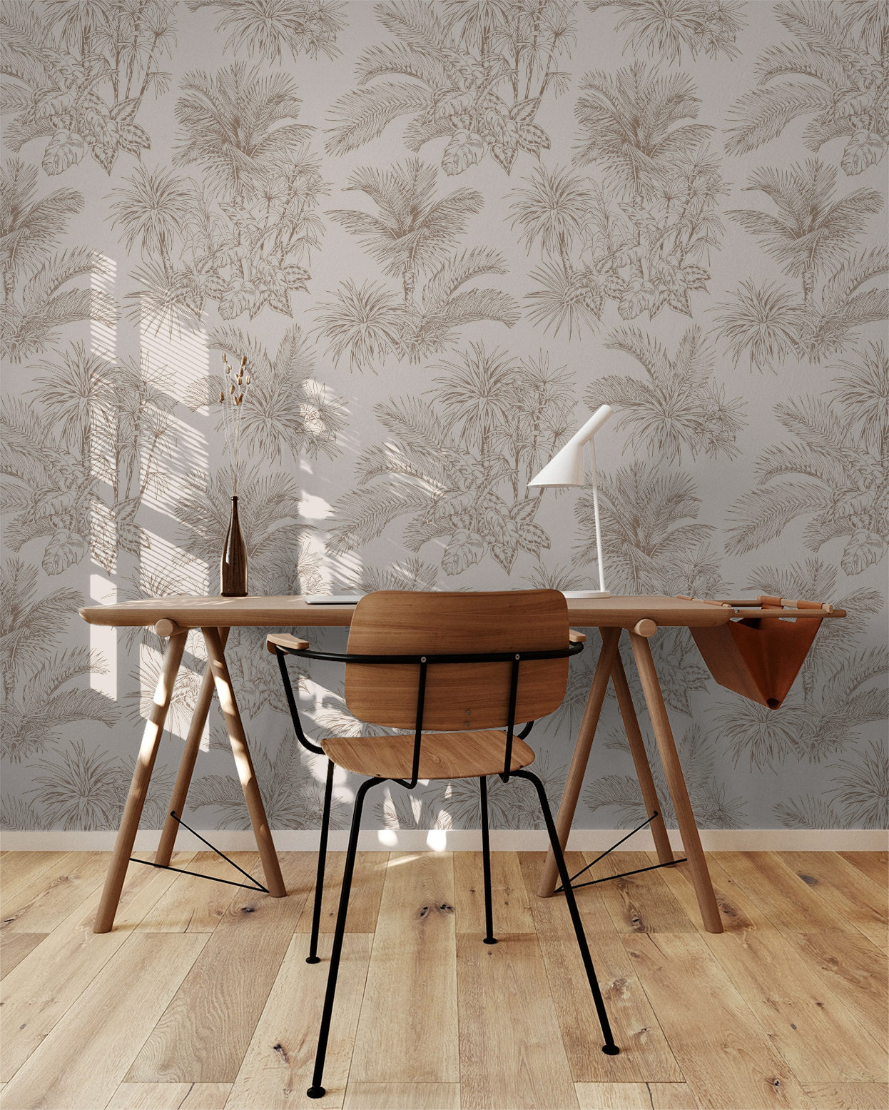 Beige Tropical Palm Wallpaper