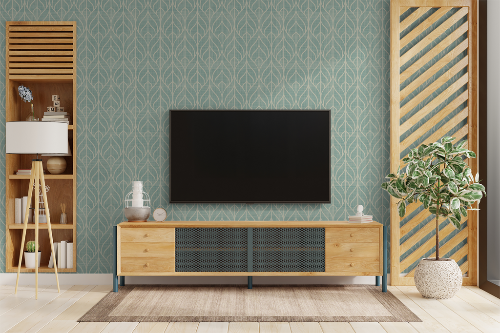 Geometric Leaf Trellis Wallpaper
