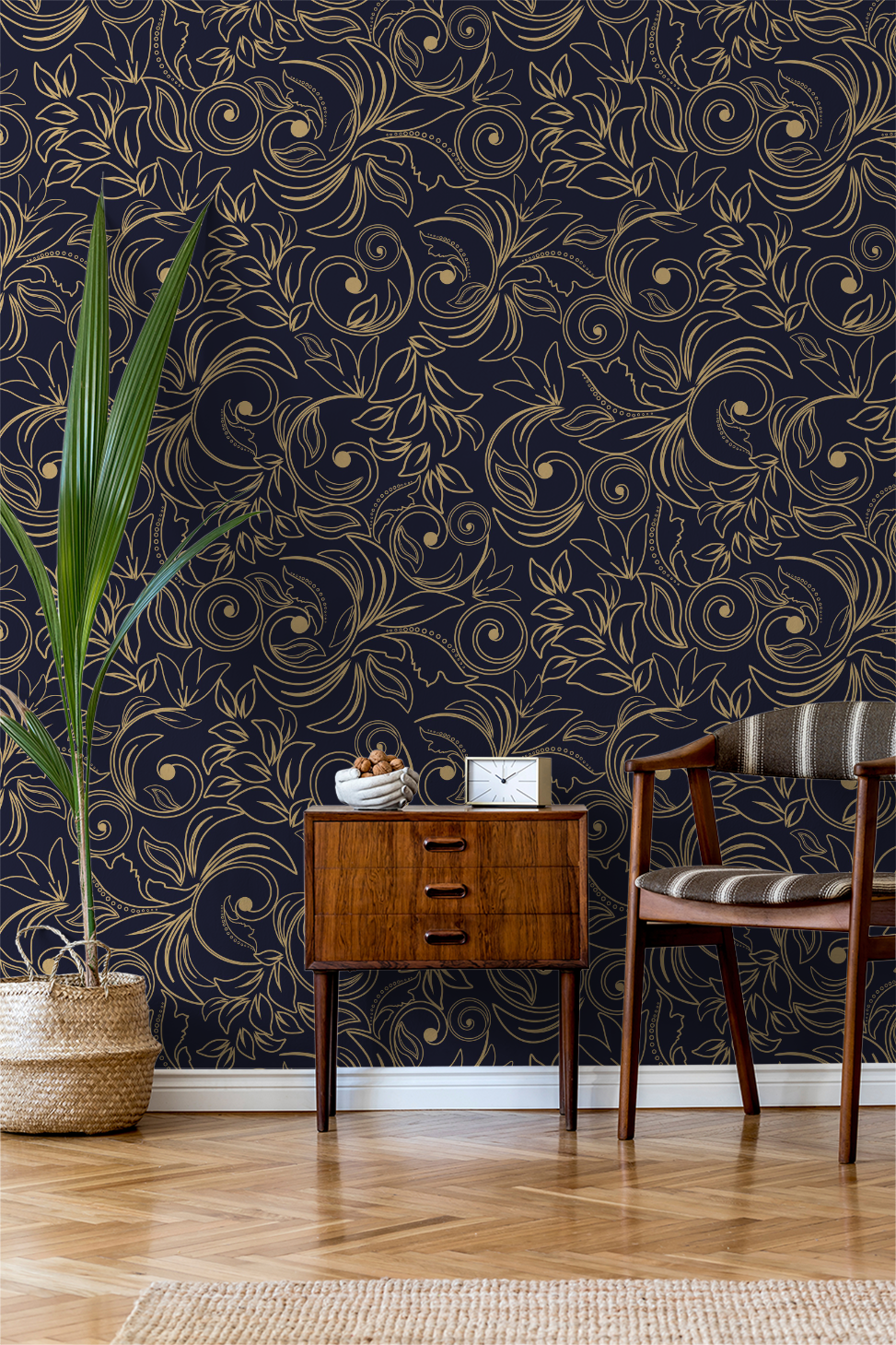 Baroque Floral Damask Wallpaper