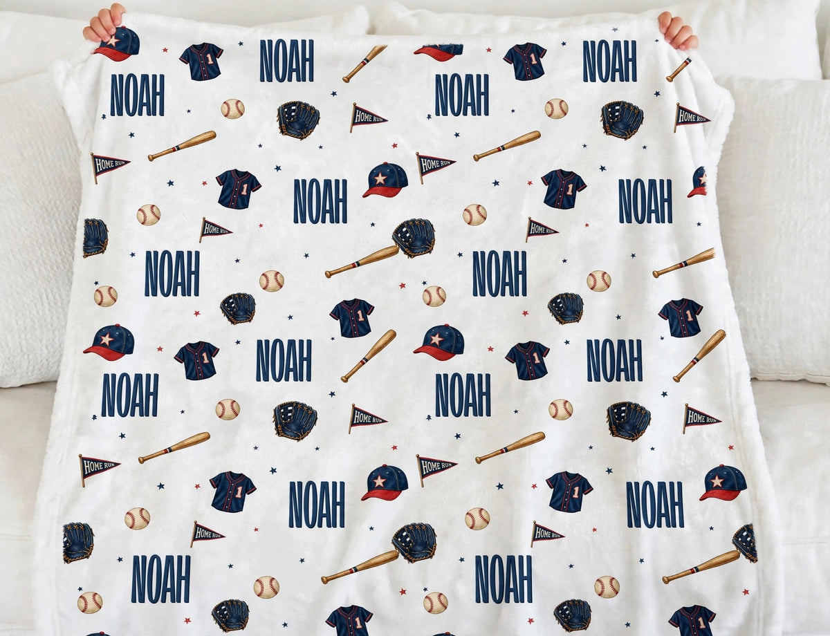 Personalized Baseball Minky Blanket