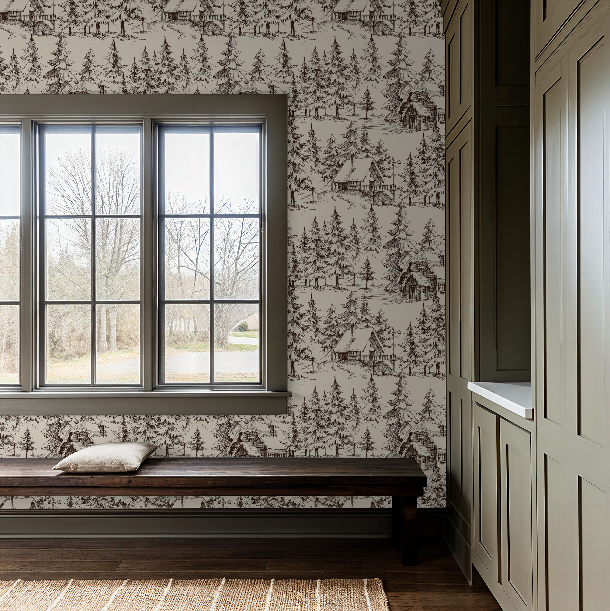 Cabin Sketch Wallpaper