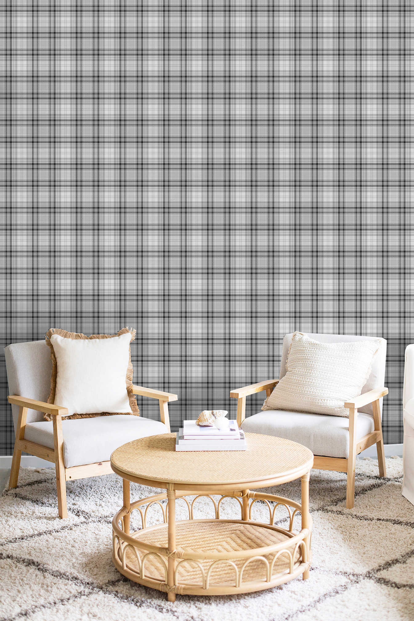 Grayscale Tartan Wallpaper