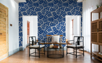 Blue Bold Tropical Leaf Wallpaper