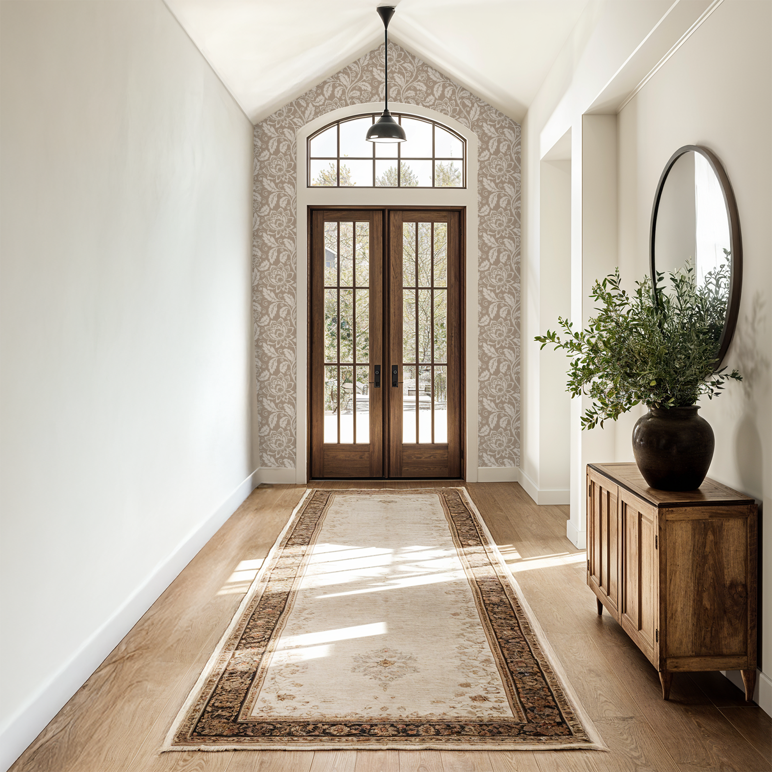 Beige Floral Damask
