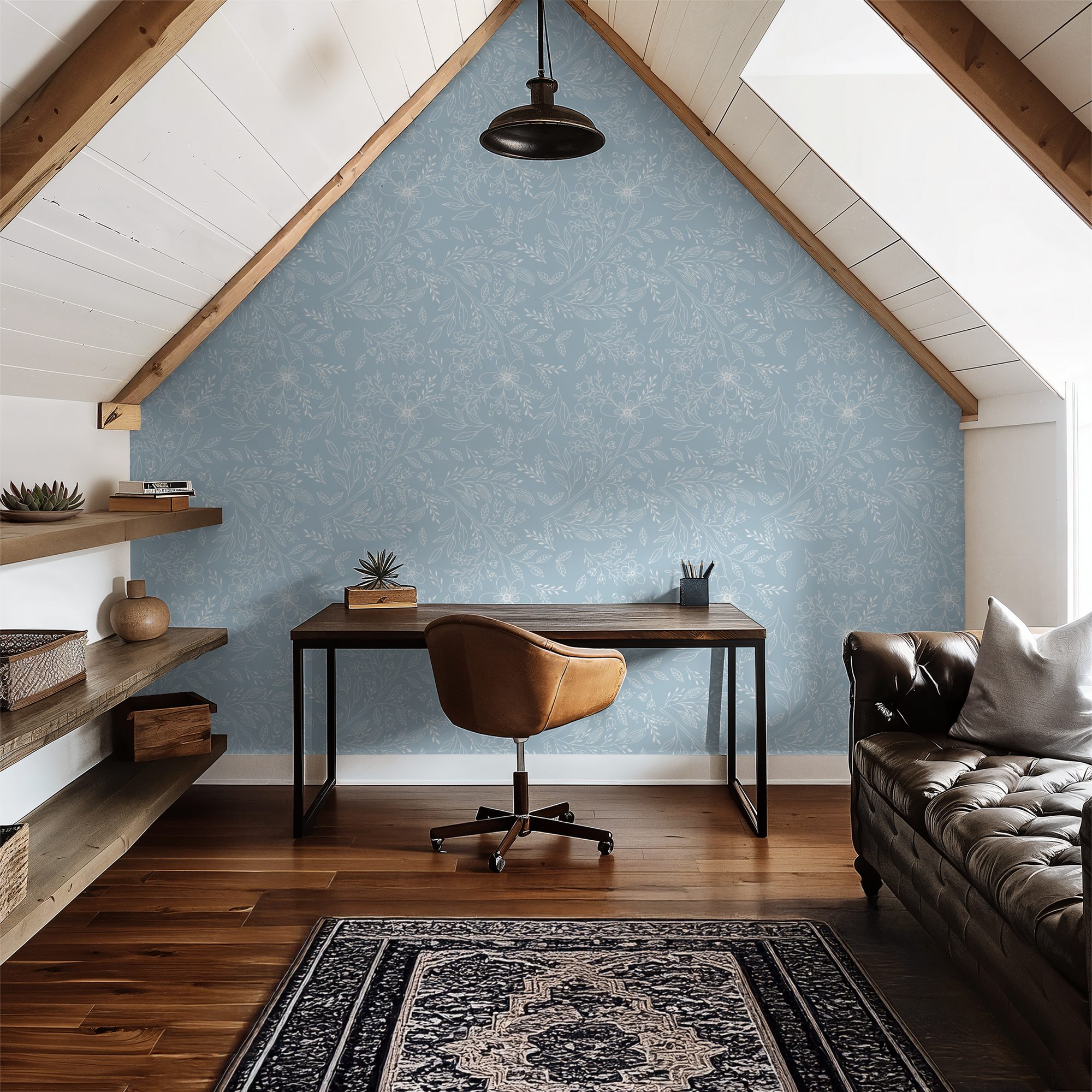 Light Blue Floral Wallpaper