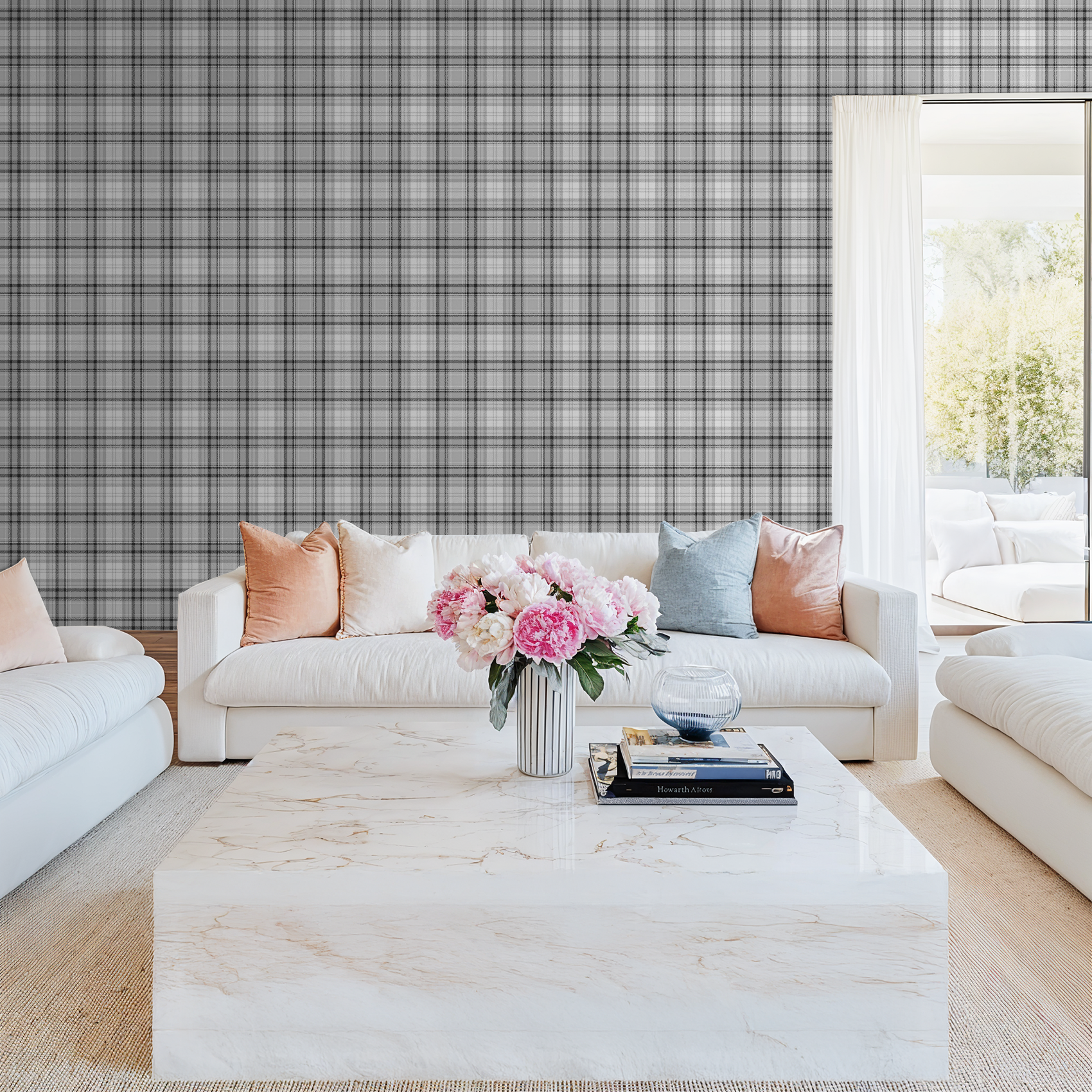 Grayscale Tartan Wallpaper