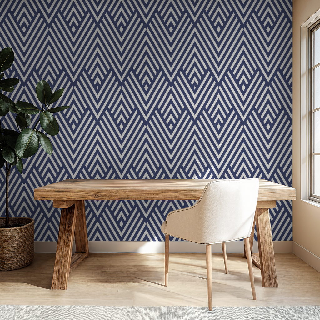 Blue Herringbone Stella Wallpaper