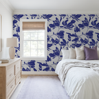 Blue Floral Silhouette Wallpaper