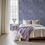 Blue and White Fern Wallpaper
