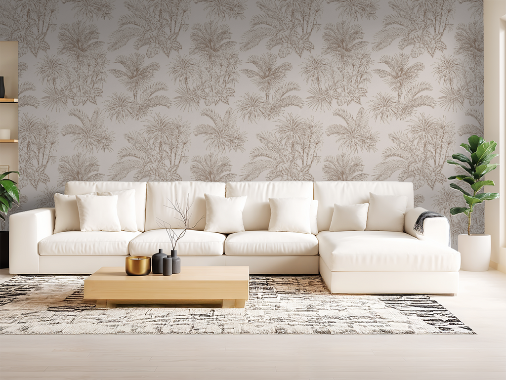 Beige Tropical Palm Wallpaper