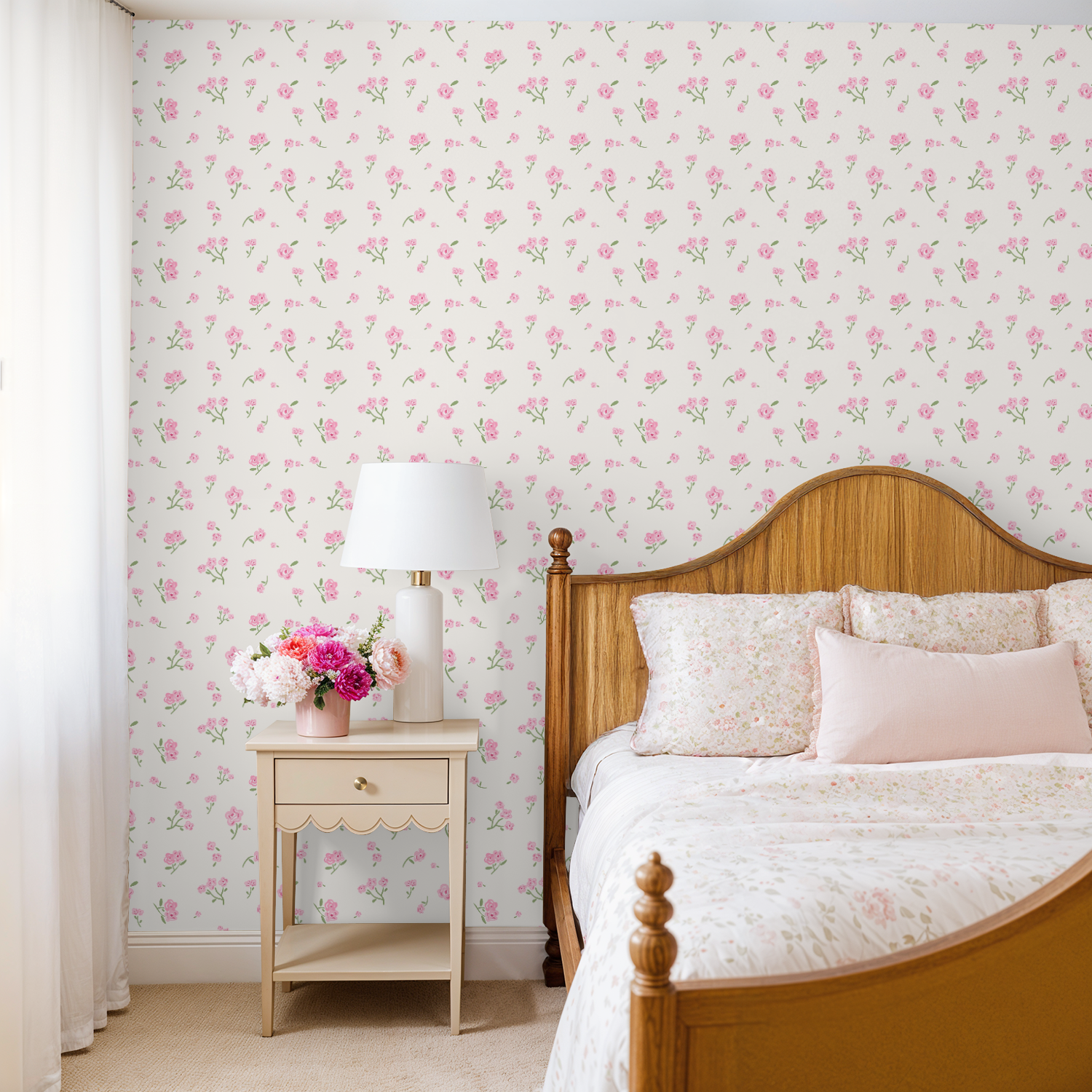 little rosie wallpaper, premium peel & stick, 2x4 feet 24 inches x 48 inches, home decor