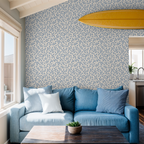 Blue Floral Leaf Wallpaper