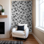 Gray and Black Floral Wallpaper