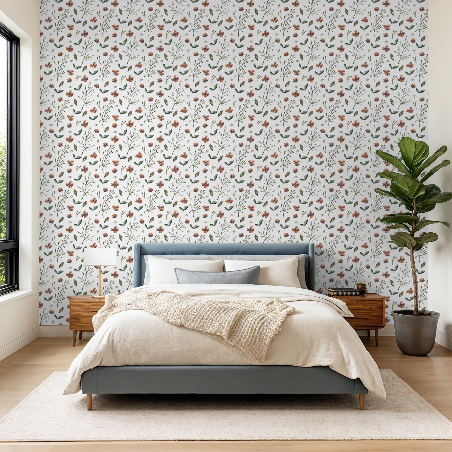 Watercolor Botanicals Floral Wallpaper