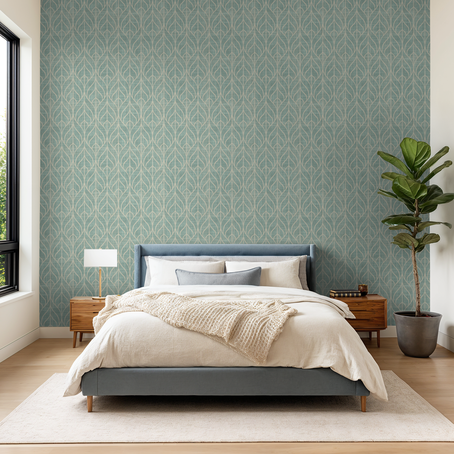 Geometric Leaf Trellis Wallpaper