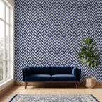 Blue Herringbone Stella Wallpaper