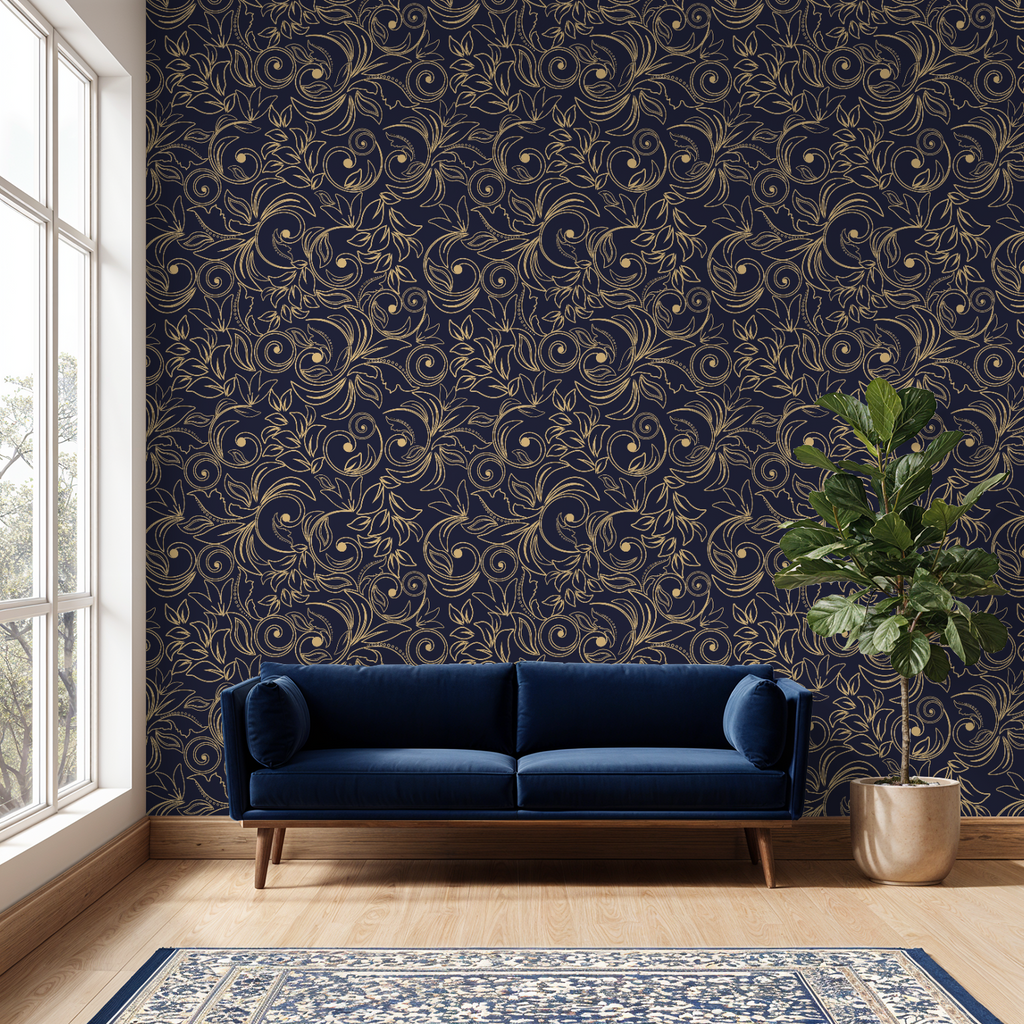 Baroque Floral Damask Wallpaper