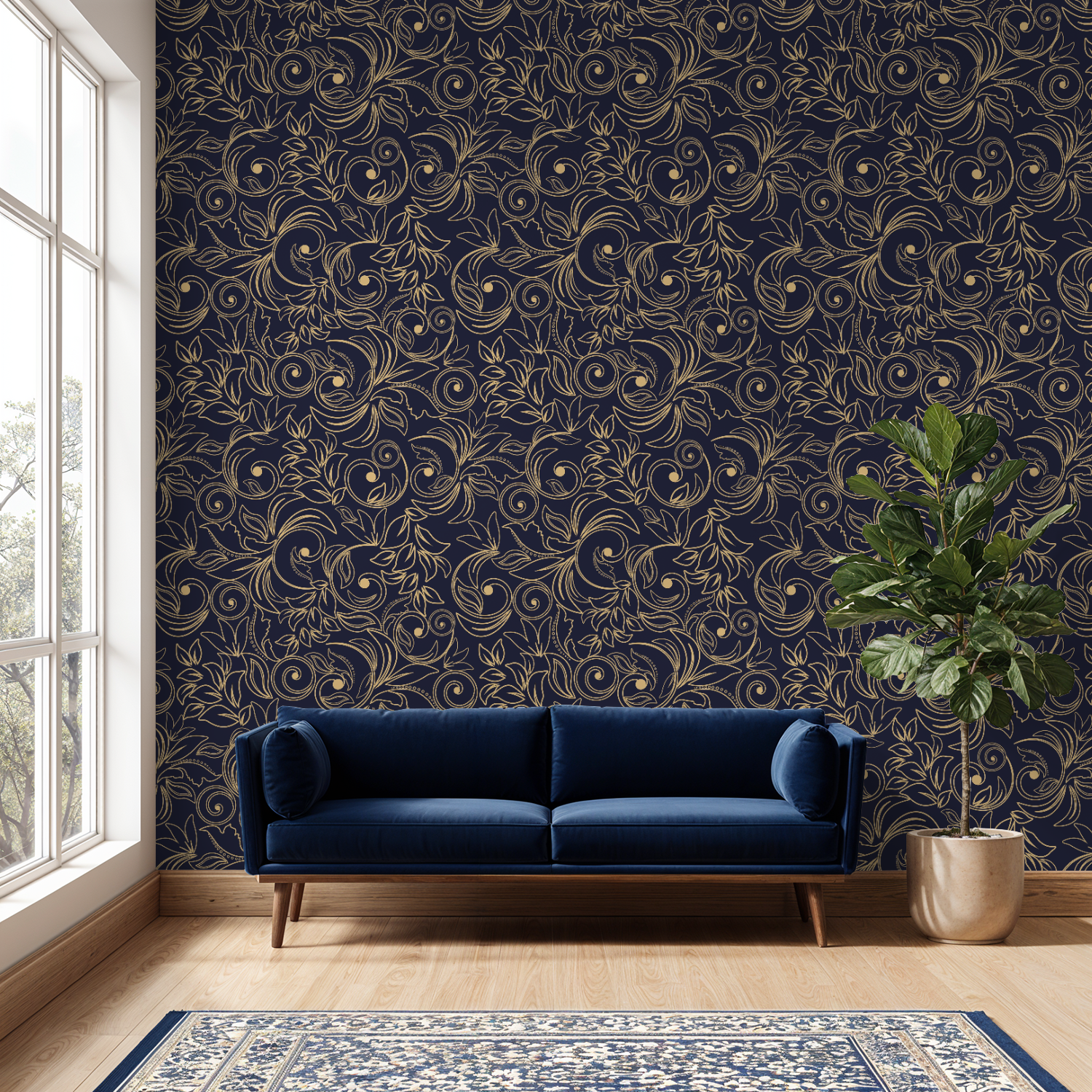 Baroque Floral Damask Wallpaper