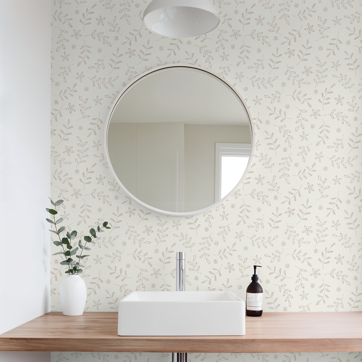 Leaves Embroidery Pattern Wallpaper