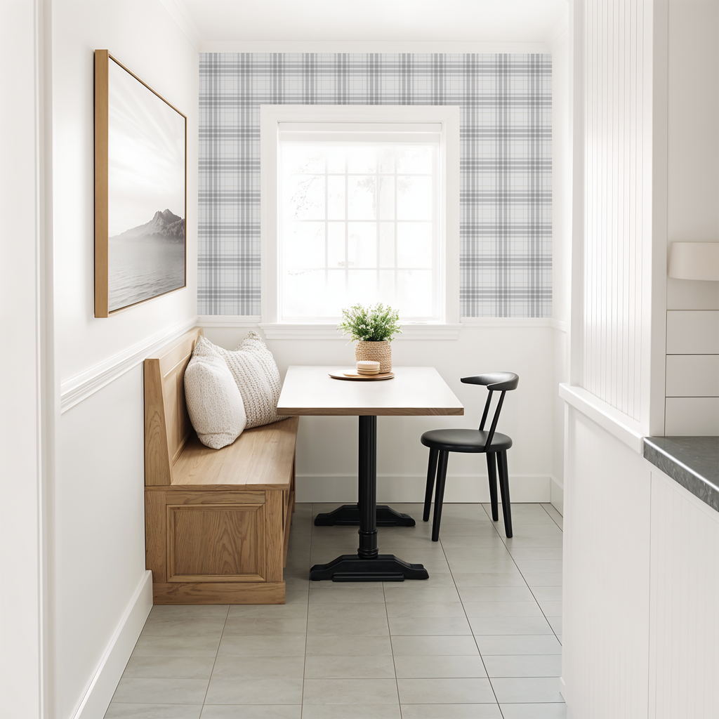 Ash Gray Plaid Wallpaper