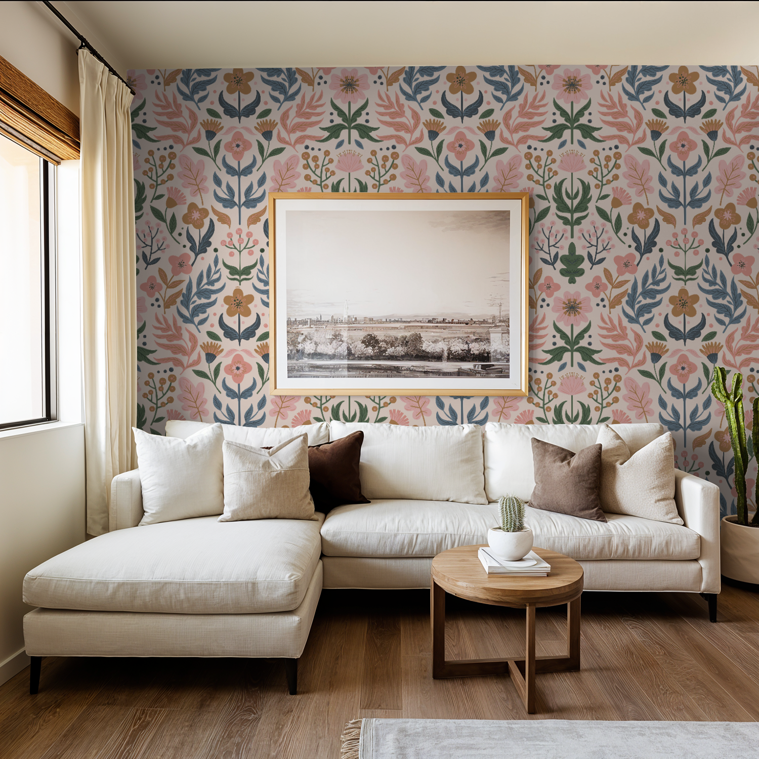 Folk Floral Wallpaper