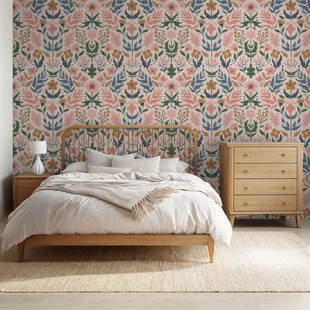 Folk Floral Wallpaper