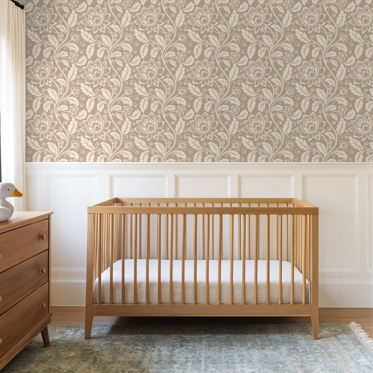 Beige Floral Damask