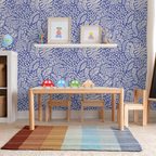 Blue and White Fern Wallpaper
