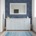 Blue Floral Damask Toile Wallpaper