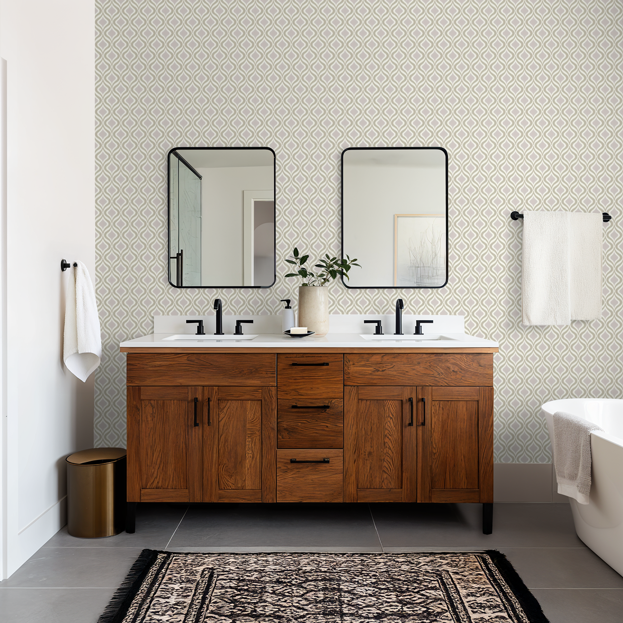 Geometric Ogee Wallpaper