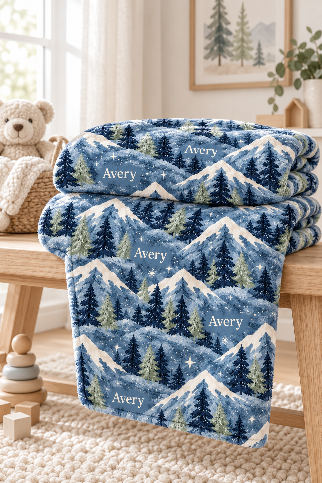 Mountain Baby and Kids Blanket mockup
