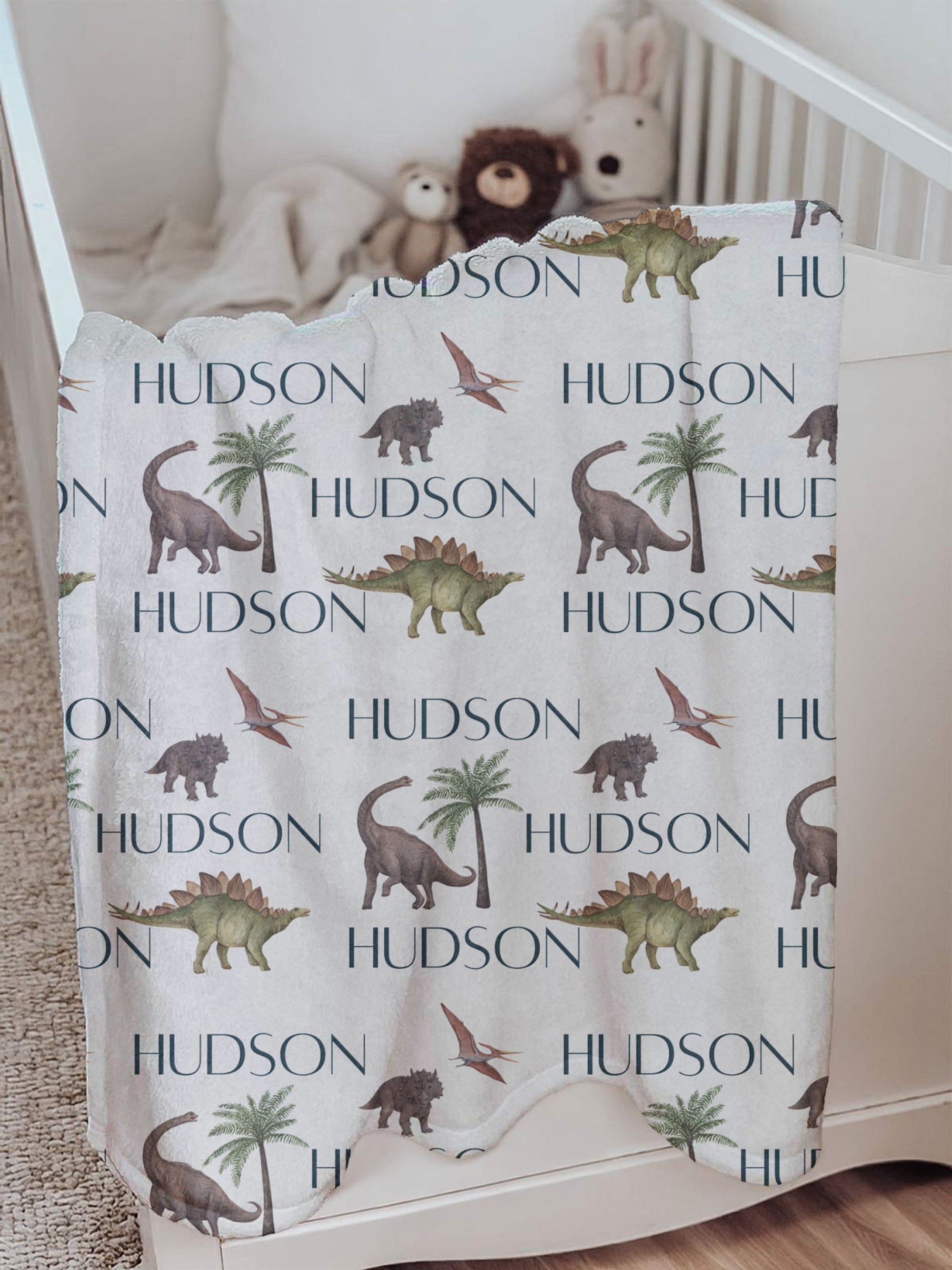 Personalized Dinosaur Kids Blanket