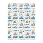 Personalized Construction Trucks Kids Blanket