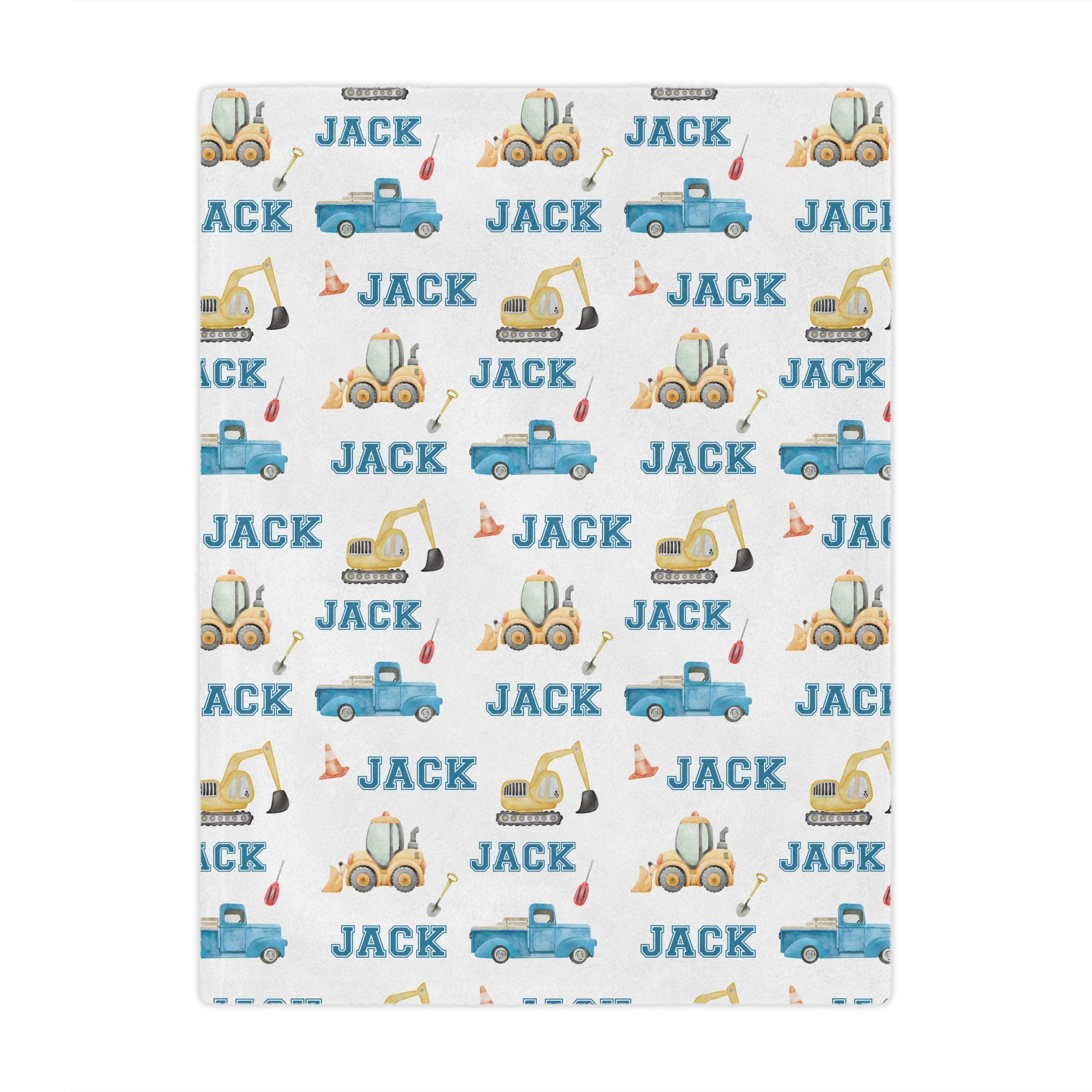 Personalized Construction Trucks Kids Blanket