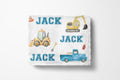 personalized construction trucks kids blanket, light weight plush, baby 30 inches x 40 inches, home decor