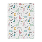 Personalized Colorful Dinosaur Kids Blanket