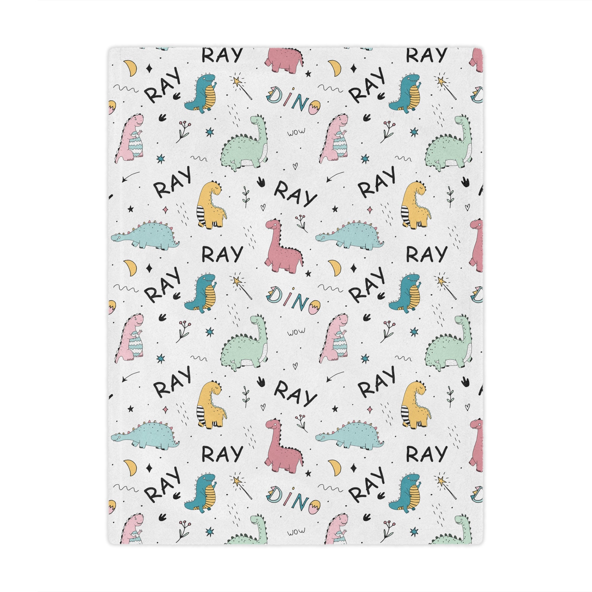 Personalized Colorful Dinosaur Kids Blanket