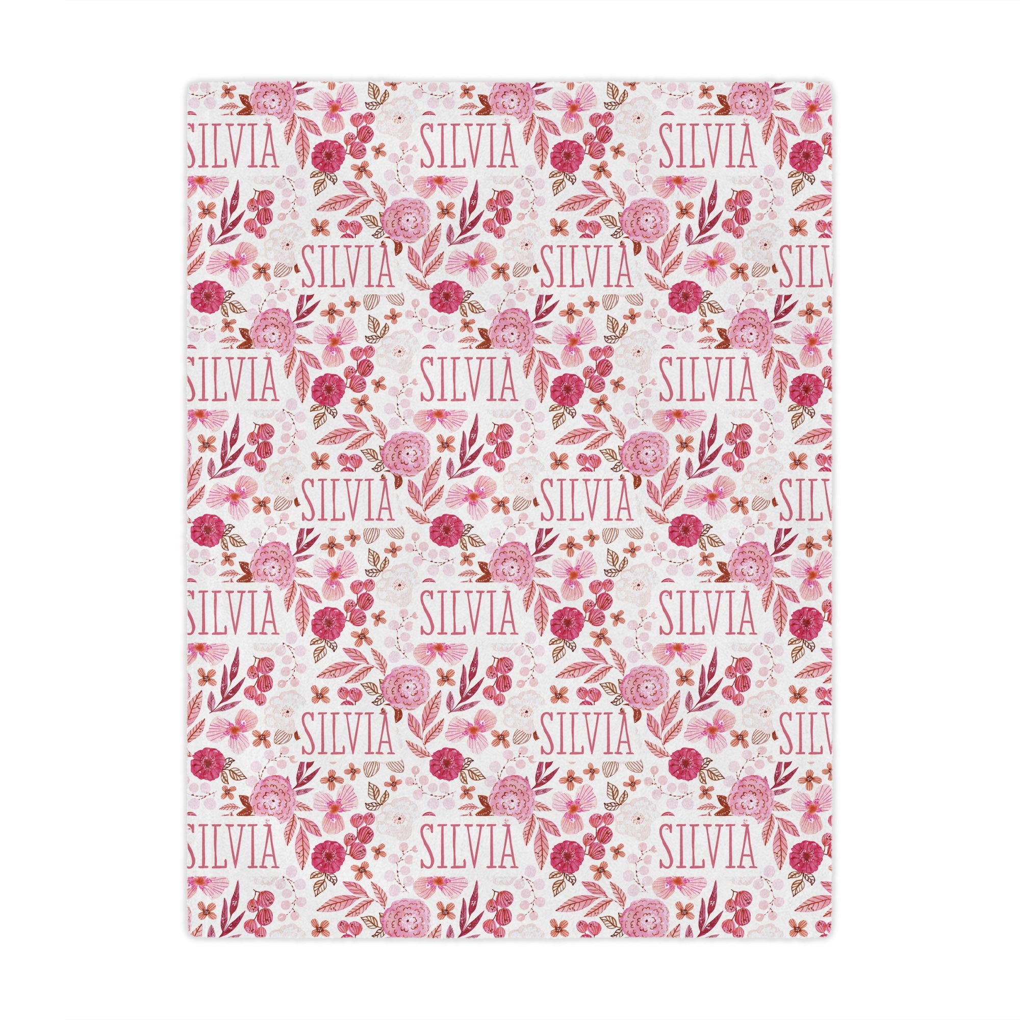 Personalized Pink Botanical Kids Blanket