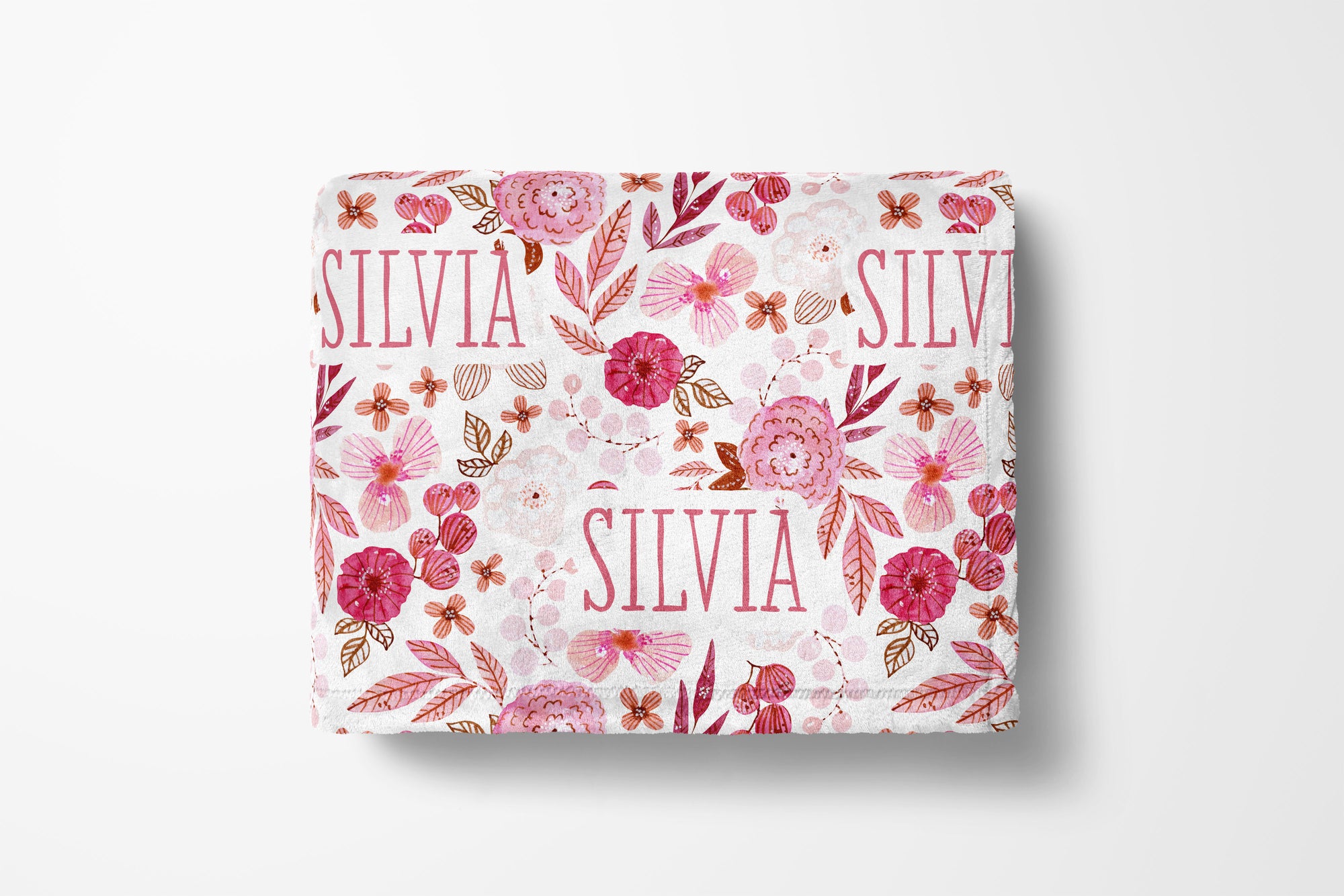 Personalized Pink Botanical Kids Blanket