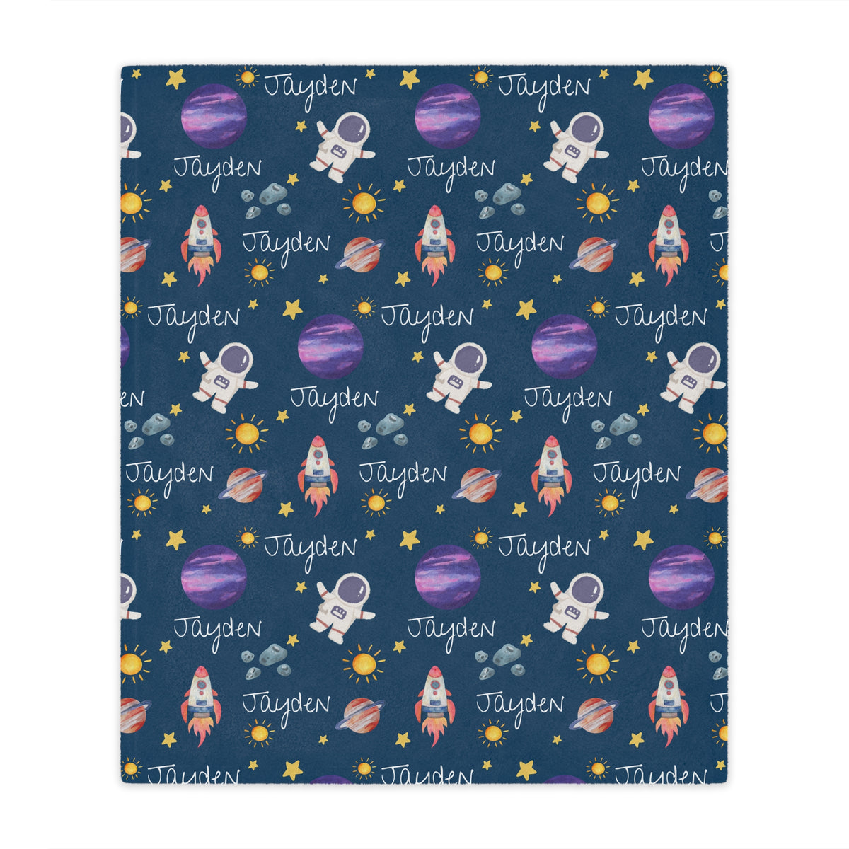 personalized astronaut kids blanket, light weight plush, kids 50 inches x 60 inches, home decor