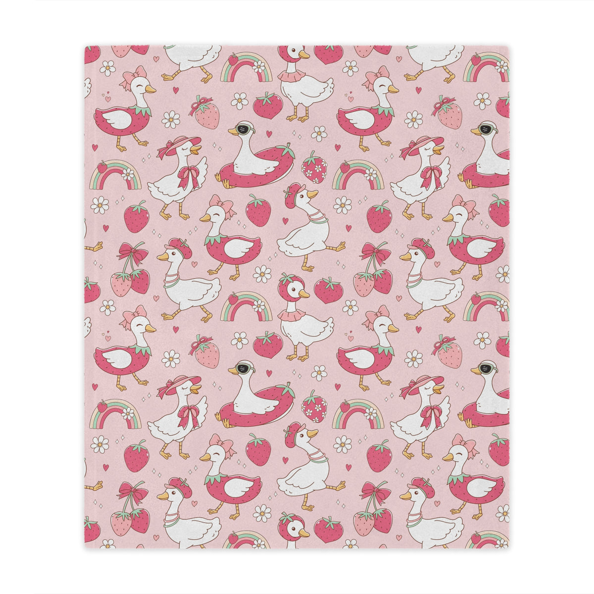 pink silly goose baby and kids blanket, light weight plush, kids 50 inches x 60 inches, home decor